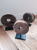 ANTIQUE MOUNTED TEAK WHEELS